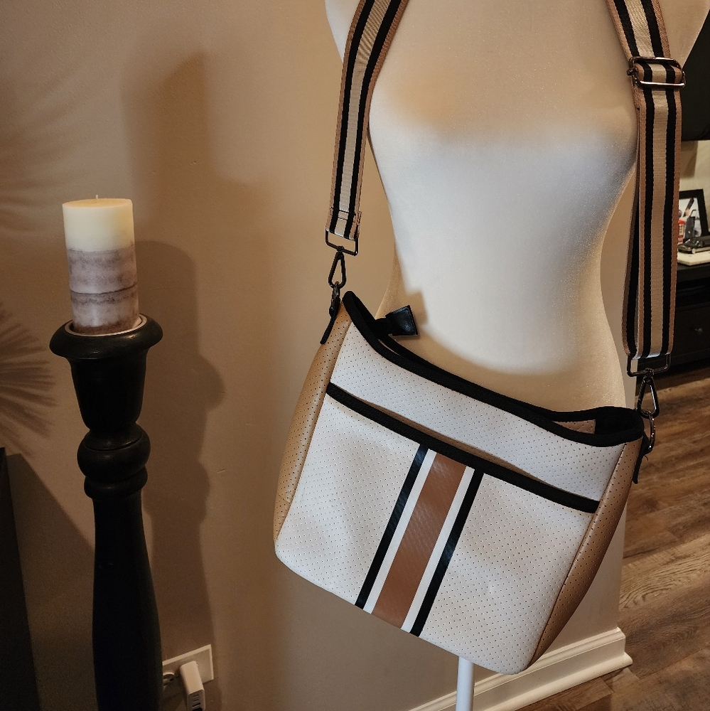 Crossbody Haute Shore Neoprene white with camel and black - Picture 2 of 5